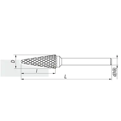 Борфреза сфероконическая с двойной насечкой, тип L 14х6х30х75